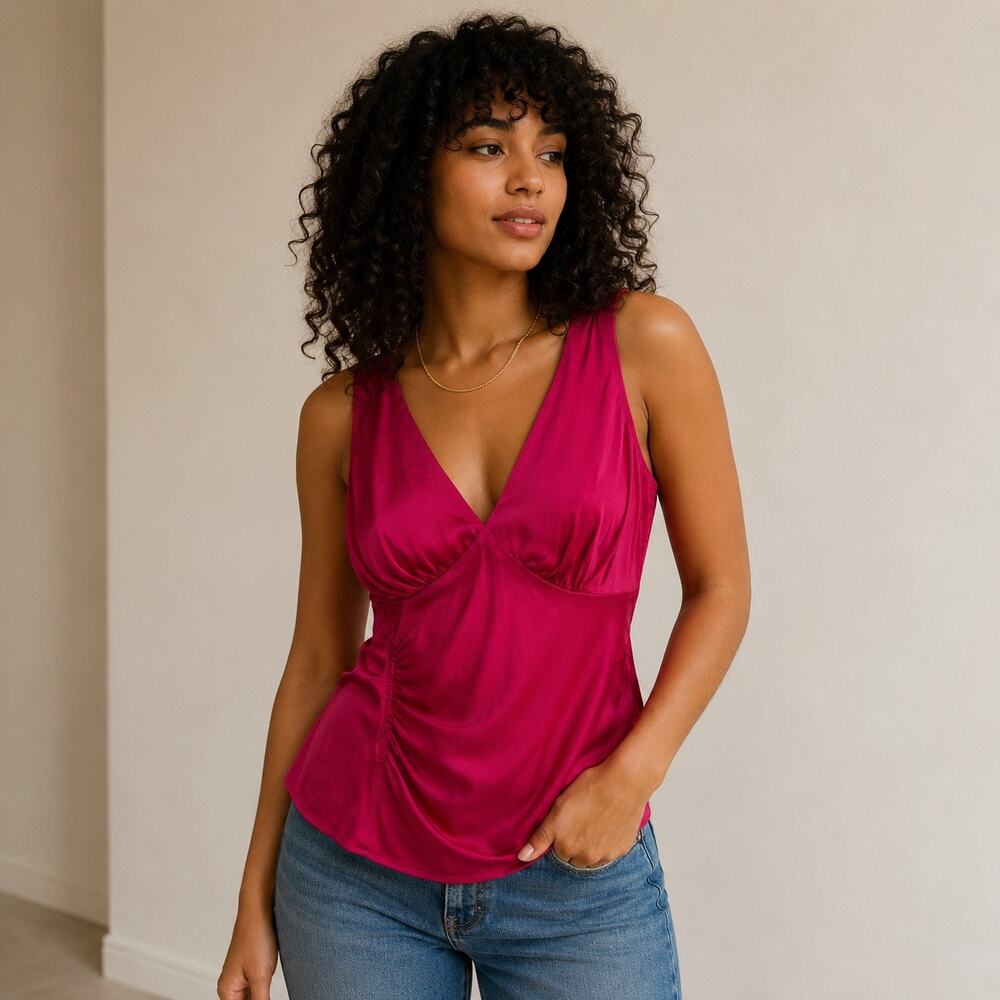Banana Republic Silk Silk sleevless blouse with plunge neckline. Women M New